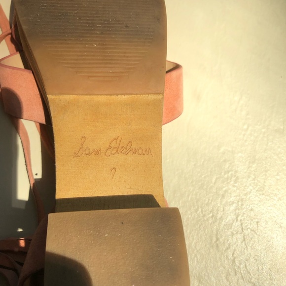 Peach Pink Sam Edelman Platform Sandals Tie Size 7 - Picture 5 of 8